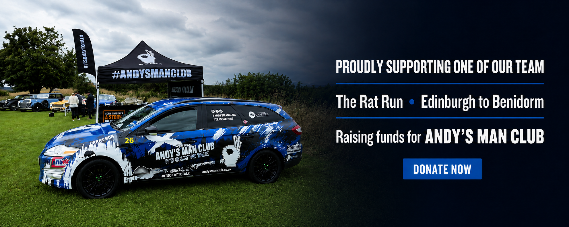 Premier Windscreens supporting an employee taking part in The Rat Run for Andy's Man Club